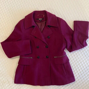 DKNY Women’s Double Breasted Coat WOOL blend size 14